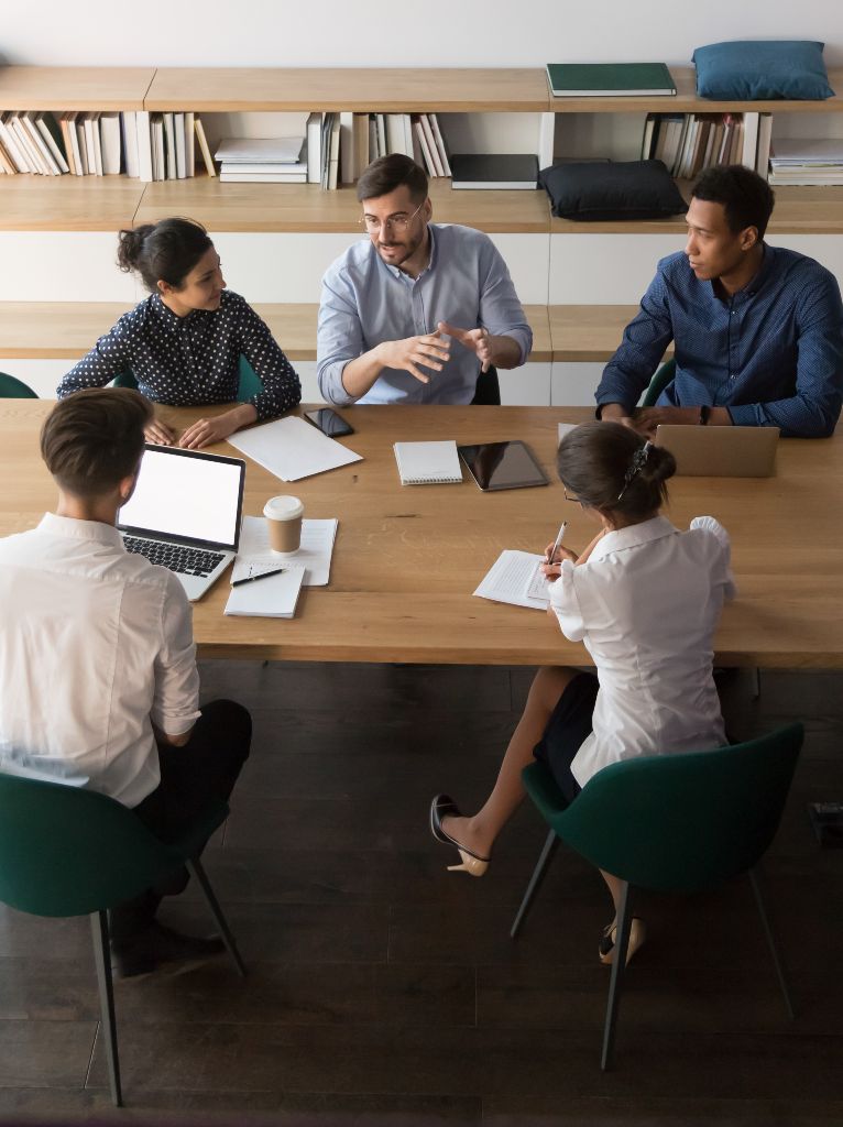 A young business team having a meeting at a table