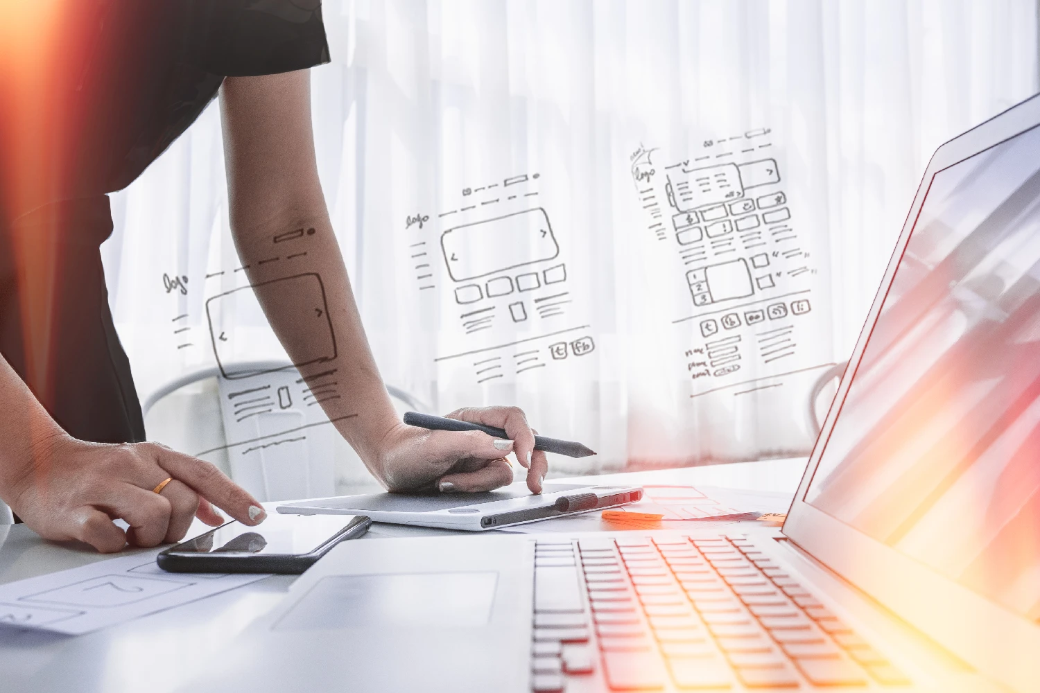 A UX designer working on a website design